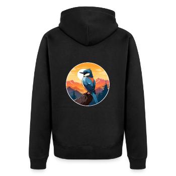 Jay Vogel Buntes Aquarell Cartoon Kawaii Tier - Unisex Premium Bio Zip Hoodie - Schwarz - Hinten - Nico (187cm)
