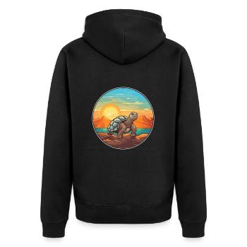 Turtle Colorful Watercolor Cartoon Kawaii Animal - Unisex Premium Organic Zip Hoodie - black - Back - Nico (187cm)