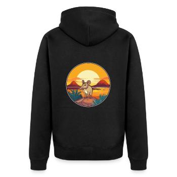 Elephant Shrew Colorful Watercolor Cartoon Kawaii - Unisex Premium Organic Zip Hoodie - black - Back - Nico (187cm)