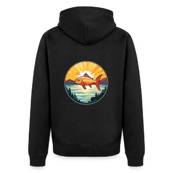 Fish Colorful Watercolor Cartoon Kawaii Animal - Unisex Premium Organic Zip Hoodie - black - Back - Nico (187cm)
