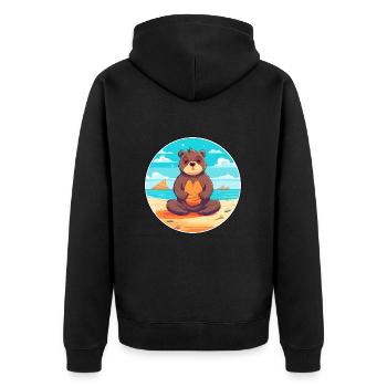 Bär Cartoon Yoga Strand Sommer Illustration - Unisex Premium Bio Zip Hoodie - Schwarz - Hinten - Nico (187cm)