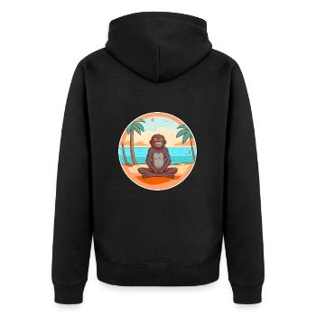 Babouin Cartoon Yoga Plage Illustration D’été - Veste à capuche bio Premium Unisexe - noir - Dos - Nico (187cm)