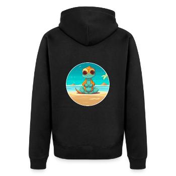Chameleon Cartoon Yoga Beach Summer Illustration - Unisex Premium Organic Zip Hoodie - black - Back - Nico (187cm)