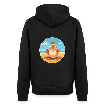 Poulet Cartoon Yoga Plage Illustration D’été - Veste à capuche bio Premium Unisexe - noir - Dos - Nico (187cm)