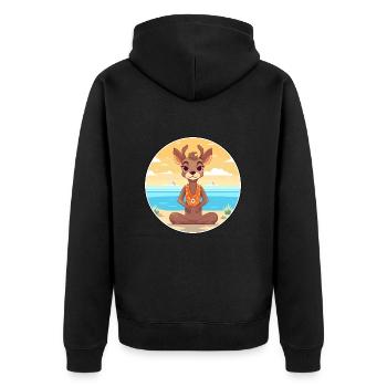 Antilope Cartoon Yoga Strand Sommer Illustration - Unisex Premium Bio Zip Hoodie - Schwarz - Hinten - Nico (187cm)