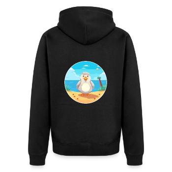Vogel Cartoon Yoga Strand Sommer Illustration - Unisex Premium Bio Zip Hoodie - Schwarz - Hinten - Nico (187cm)