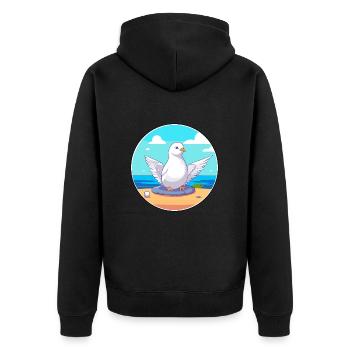 Taube Cartoon Yoga Strand Sommer Illustration - Unisex Premium Bio Zip Hoodie - Schwarz - Hinten - Nico (187cm)