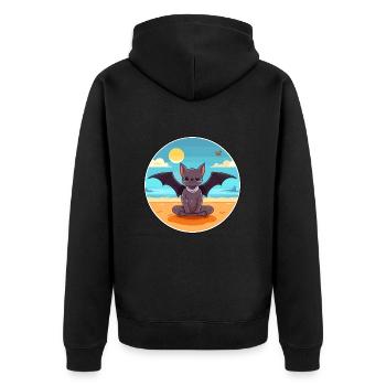 Fledermaus-Karikatur Yoga Strand Sommer Illustration - Unisex Premium Bio Zip Hoodie - Schwarz - Hinten - Nico (187cm)