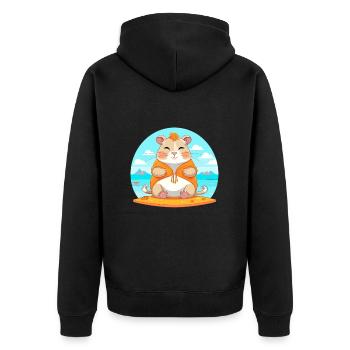 Hamster-Karikatur Yoga Strand Sommer Illustration - Unisex Premium Bio Zip Hoodie - Schwarz - Hinten - Nico (187cm)