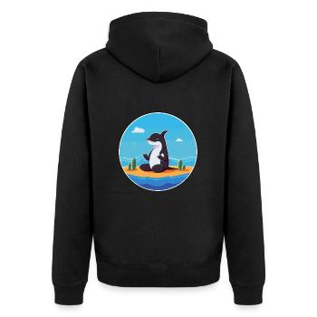 Orca Cartoon Yoga Beach Summer Illustration - Unisex Premium Organic Zip Hoodie - black - Back - Nico (187cm)