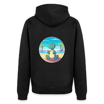 Dinosaure Cartoon Yoga Plage Illustration D’été - Veste à capuche bio Premium Unisexe - noir - Dos - Nico (187cm)