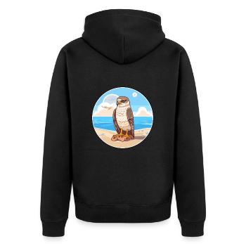 Falcon Cartoon Yoga Beach Summer Illustration - Unisex Premium Organic Zip Hoodie - black - Back - Nico (187cm)