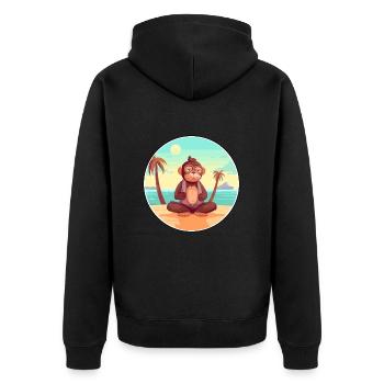Monkey Cartoon Yoga Beach Summer Illustration - Unisex Premium Organic Zip Hoodie - black - Back - Nico (187cm)