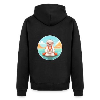 Schaf Karikatur Yoga Strand Sommer Illustration - Unisex Premium Bio Zip Hoodie - Schwarz - Hinten - Nico (187cm)