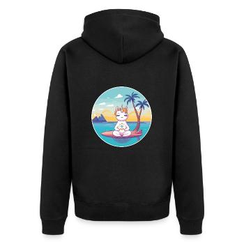 Einhorn-Cartoon-Yoga-Strand-Sommer-Illustration - Unisex Premium Bio Zip Hoodie - Schwarz - Hinten - Nico (187cm)