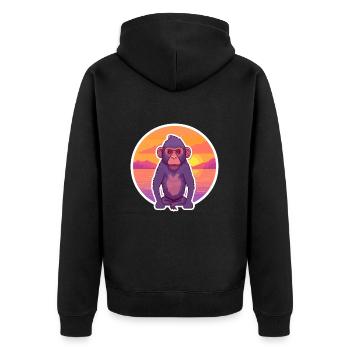 Babouin drôle dessin animé Kawaii plage Illustration - Veste à capuche bio Premium Unisexe - noir - Dos - Nico (187cm)
