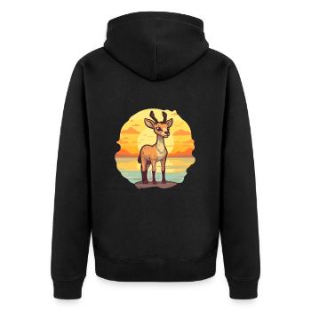 Antilope Lustige Karikatur Kawaii Strand Illustration - Unisex Premium Bio Zip Hoodie - Schwarz - Hinten - Nico (187cm)