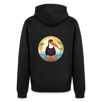 Toucan Cartoon Yoga plage Illustration d’été - Veste à capuche bio Premium Unisexe - noir - Dos - Nico (187cm)
