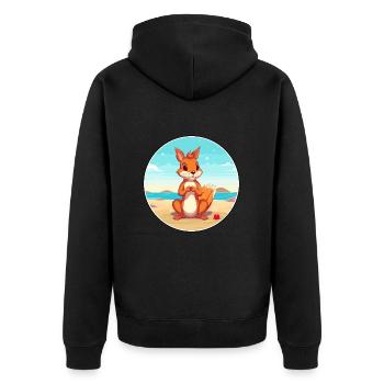 Squirrel Cartoon Yoga Beach Summer Illustration - Unisex Premium Organic Zip Hoodie - black - Back - Nico (187cm)