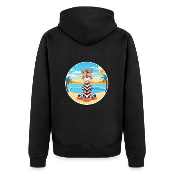 Zebra Cartoon Yoga Beach Summer Illustration - Unisex Premium Organic Zip Hoodie - black - Back - Nico (187cm)