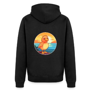Huhn lustige Karikatur Kawaii Strand Illustration - Unisex Premium Bio Zip Hoodie - Schwarz - Hinten - Nico (187cm)