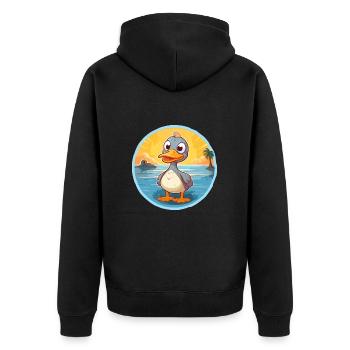 Canard drôle dessin animé Kawaii plage Illustration - Veste à capuche bio Premium Unisexe - noir - Dos - Nico (187cm)