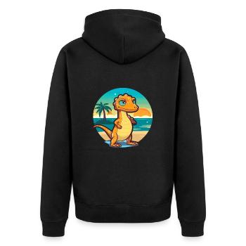 Lizard Funny Cartoon Kawaii Beach Illustration - Unisex Premium Organic Zip Hoodie - black - Back - Nico (187cm)