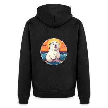 Eisbär Lustige Karikatur Kawaii Strand Illustration - Unisex Premium Bio Zip Hoodie - Schwarz - Hinten - Nico (187cm)