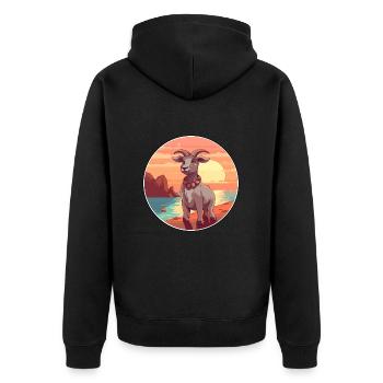 Chèvre Drôle Dessin Animé Kawaii Plage Illustration - Veste à capuche bio Premium Unisexe - noir - Dos - Nico (187cm)