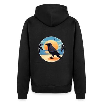 Krähe lustige Karikatur Kawaii Strand Illustration - Unisex Premium Bio Zip Hoodie - Schwarz - Hinten - Nico (187cm)