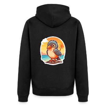Cuckoo Funny Cartoon Kawaii Beach Illustration - Unisex Premium Organic Zip Hoodie - black - Back - Nico (187cm)