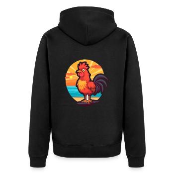 Hahn Lustige Karikatur Kawaii Strand Illustration - Unisex Premium Bio Zip Hoodie - Schwarz - Hinten - Nico (187cm)