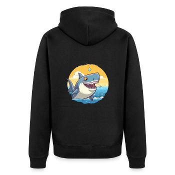 Requin drôle de dessin animé kawaii plage illustration - Veste à capuche bio Premium Unisexe - noir - Dos - Nico (187cm)
