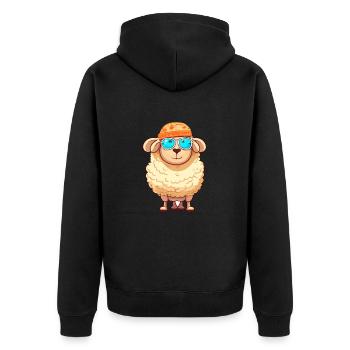 Schaf lustige Karikatur Kawaii Strand Illustration - Unisex Premium Bio Zip Hoodie - Schwarz - Hinten - Nico (187cm)