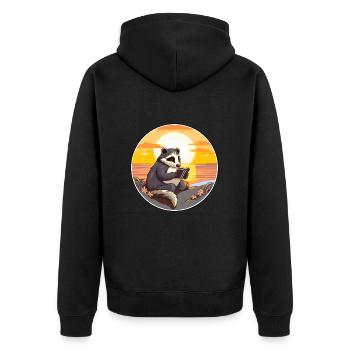Blaireau Mignon Drôle Dessin Animé Kawaii Livre Plage - Veste à capuche bio Premium Unisexe - noir - Dos - Nico (187cm)