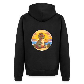 Dinosaure Mignon Dessin Animé Drôle Kawaii Livre Plage - Veste à capuche bio Premium Unisexe - noir - Dos - Nico (187cm)