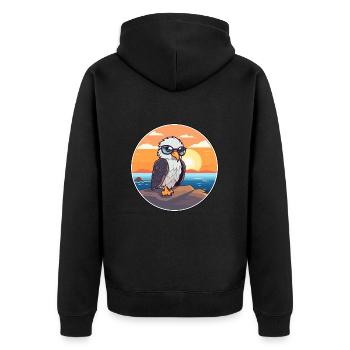 Adler Niedliche Lustige Karikatur Kawaii Buch Strand - Unisex Premium Bio Zip Hoodie - Schwarz - Hinten - Nico (187cm)