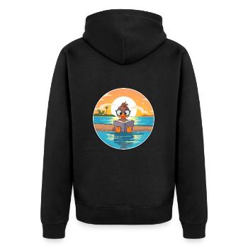 Canard Mignon Dessin Animé Drôle Kawaii Livre Plage - Veste à capuche bio Premium Unisexe - noir - Dos - Nico (187cm)