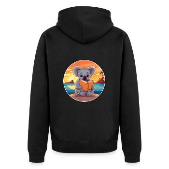 Koala Mignon Drôle Dessin Animé Kawaii Livre Plage - Veste à capuche bio Premium Unisexe - noir - Dos - Nico (187cm)