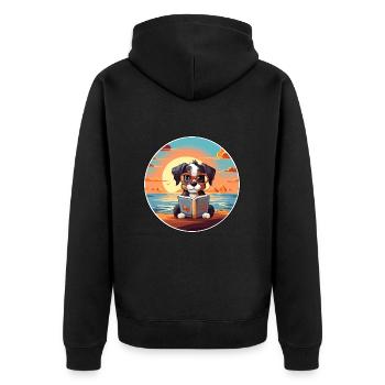 Poode Chien Mignon Drôle Dessin Animé Kawaii Livre Plage - Veste à capuche bio Premium Unisexe - noir - Dos - Nico (187cm)