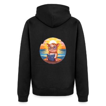 Cochon Mignon Drôle Dessin Animé Kawaii Livre Plage - Veste à capuche bio Premium Unisexe - noir - Dos - Nico (187cm)