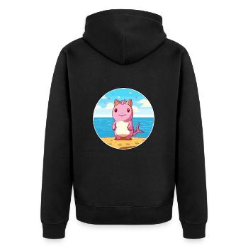 Axolotl aquarelle dessin animé Kawaii Clipart Animal - Veste à capuche bio Premium Unisexe - noir - Dos - Nico (187cm)