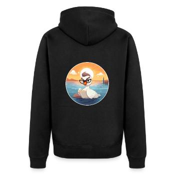 Cygne Mignon Dessin Animé Drôle Kawaii Livre Plage - Veste à capuche bio Premium Unisexe - noir - Dos - Nico (187cm)