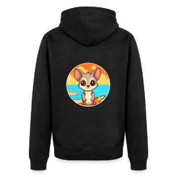 Aye Aye Aquarell Cartoon Kawaii Clipart Tier - Unisex Premium Bio Zip Hoodie - Schwarz - Hinten - Nico (187cm)