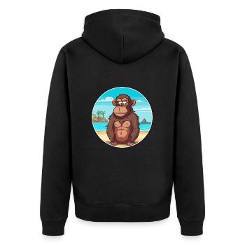 Babouin aquarelle dessin animé Kawaii Clipart Animal - Veste à capuche bio Premium Unisexe - noir - Dos - Nico (187cm)