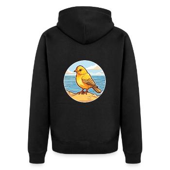 Canari oiseau aquarelle dessin animé Kawaii Clipart animal de compagnie - Veste à capuche bio Premium Unisexe - noir - Dos - Nico (187cm)