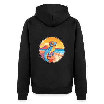 Chameleon Watercolor Cartoon Kawaii Clipart Animal - Unisex Premium Organic Zip Hoodie - black - Back - Nico (187cm)
