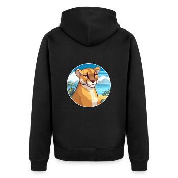 Cougar Watercolor Cartoon Kawaii Clipart Animal - Unisex Premium Organic Zip Hoodie - black - Back - Nico (187cm)