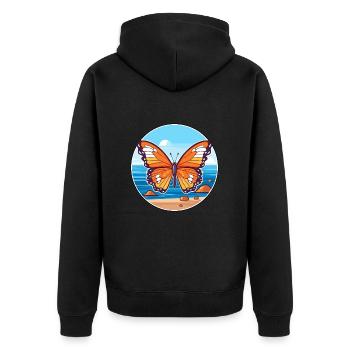 Schmetterling Aquarell Cartoon Kawaii Clipart Tier - Unisex Premium Bio Zip Hoodie - Schwarz - Hinten - Nico (187cm)