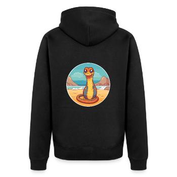 Cobra aquarelle dessin animé Kawaii Clipart Animal - Veste à capuche bio Premium Unisexe - noir - Dos - Nico (187cm)